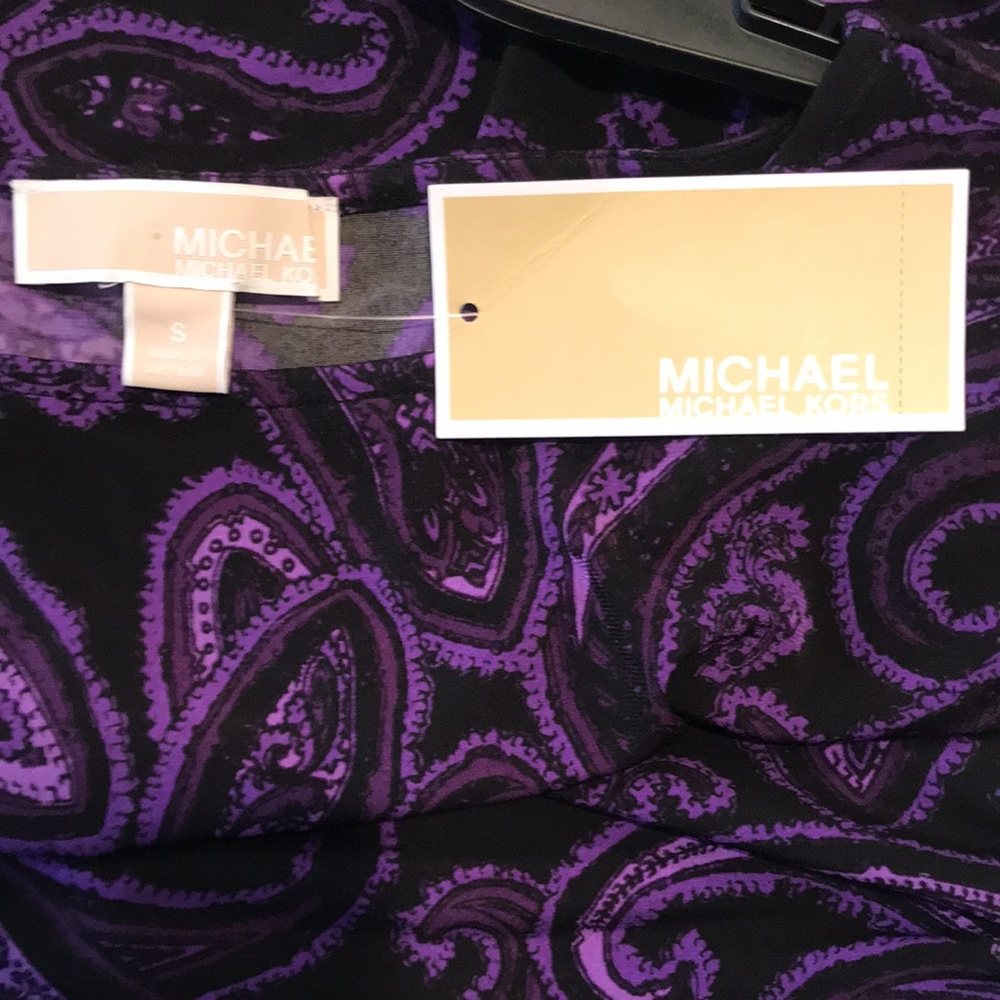 Michael Kors Side Tie Top Purple And Black S. NWT - Picture 4 of 7